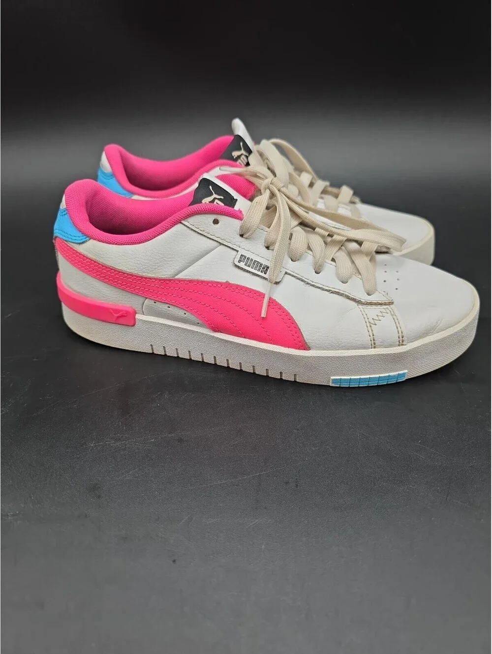 Used Puma SoftFoam+ Shoes Womens Size 10 White Pink Platform Sneakers 386418-02